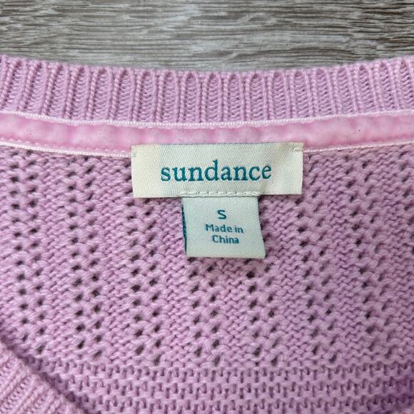 Sundance Lilac Wool Blend Cardigan Sweater Small Cable Knit Button Front - Picture 8 of 9
